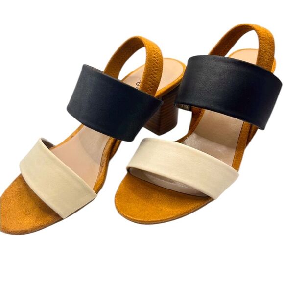 Nicole Victoria Two-Tone Block Heel Strappy Casual Stretchy Sandals Shoes 10 New - Picture 6 of 8